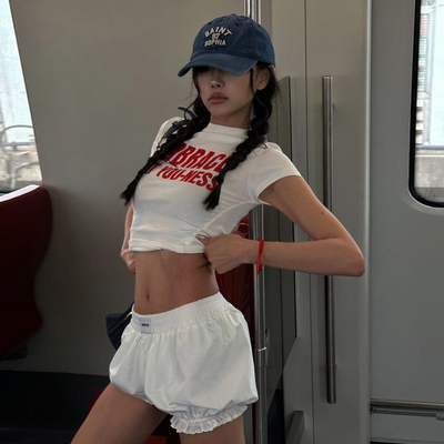 青春少女运动T恤短裤两件套女