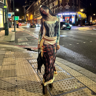 PUSS 上衣女高腰半身裙套装 都市city 长袖 walk街拍辣妹个性 WEIRD