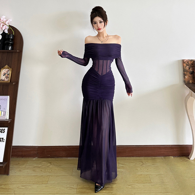 WEIRDPUSS紫鸢绮梦雅韵气质裙子