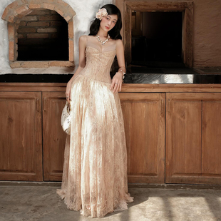 WEIRD PUSS 仙气十足典雅宴会风优雅修身晚礼服女 气质显瘦连衣裙