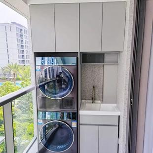 宁波定制阳台洗衣机烘干一体柜组合切角定制洗衣机柜同城专拍