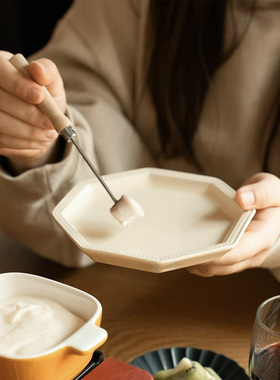 日本进口Studio M复古八角马克杯陶瓷咖啡杯法式浮雕杯碟套装