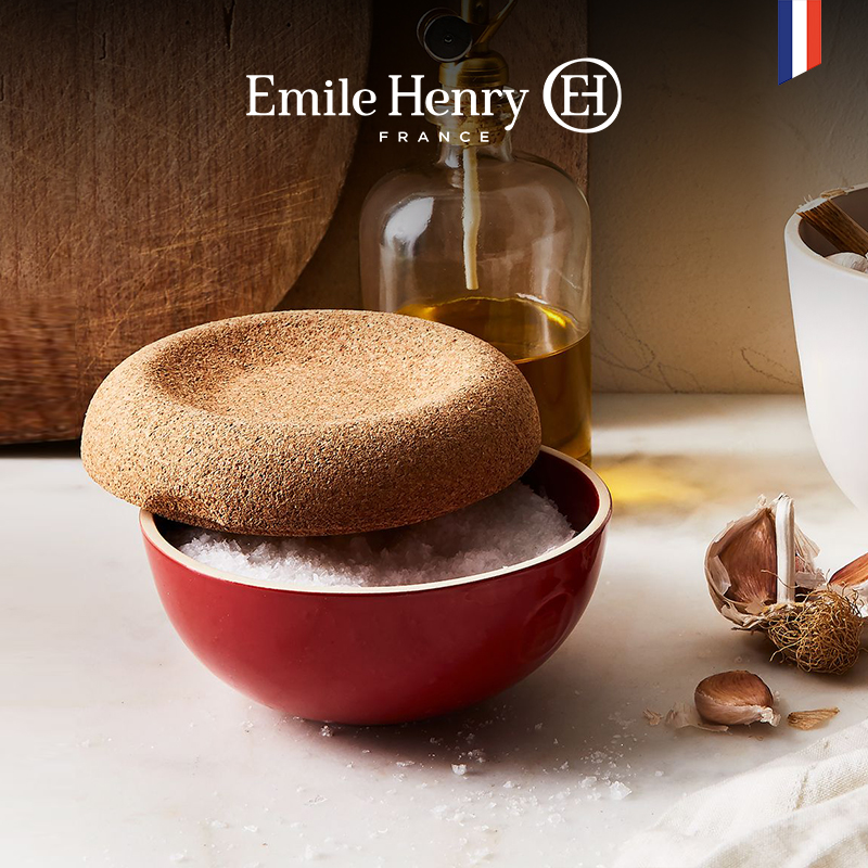 法国Emile henry陶瓷收纳罐储物罐带盖厨房调味罐生姜大蒜储存罐