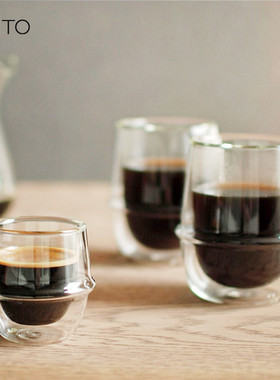 日本Kinto原创设计 Kronos双层隔热咖啡杯茶杯创意水杯防烫玻璃杯