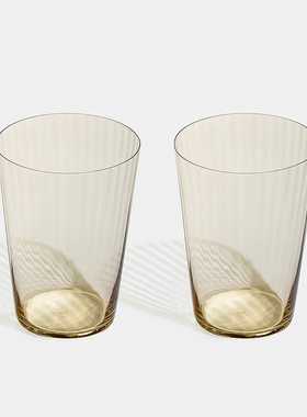 YYUN/昀 百褶水杯玻璃杯琥珀色耐热咖啡杯热饮杯茶杯家用啤酒杯子