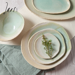 法国Jars WABI餐具盘子碗复古侘寂风陶瓷餐盘家用斗笠碗深盘汤碗