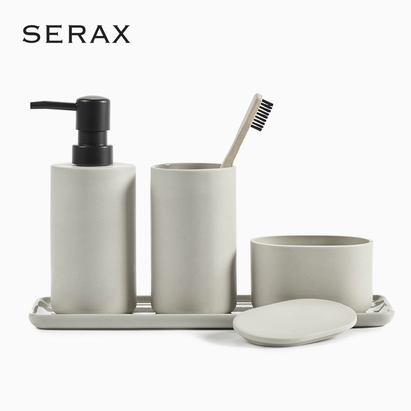 比利时Serax设计款 卫浴洗漱套装洗手液分装瓶陶瓷托盘漱口杯皂托