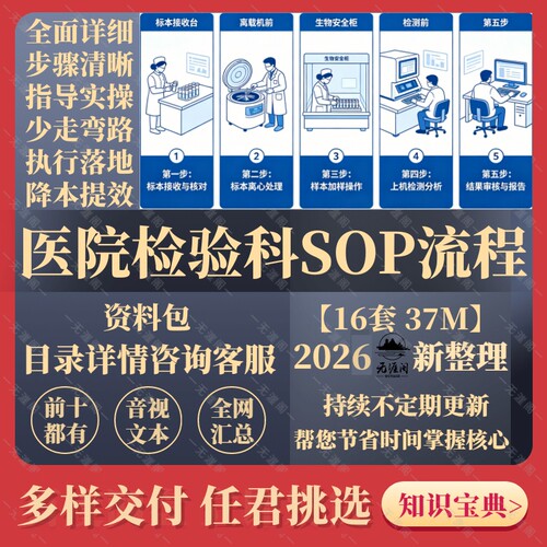 医院检验科SOP临检室作业指导书操作规程程序 ISO15189体系word版