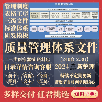 2025二类三类医疗器械经营质量管理体系文件制度申请备案全套资料