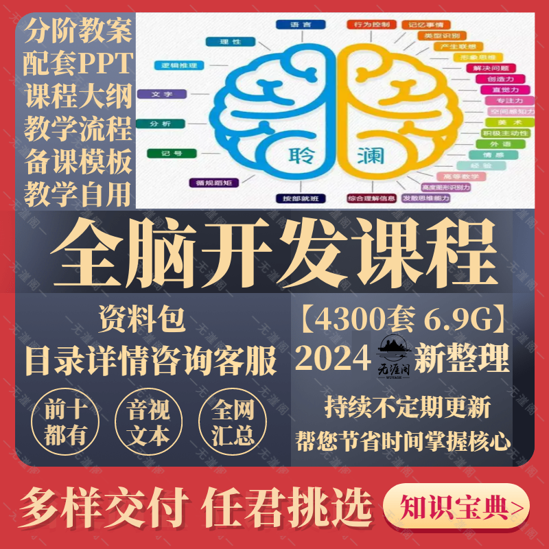 少儿全脑开发儿童右脑速读视频快速阅读记忆力专注力提升教程资料