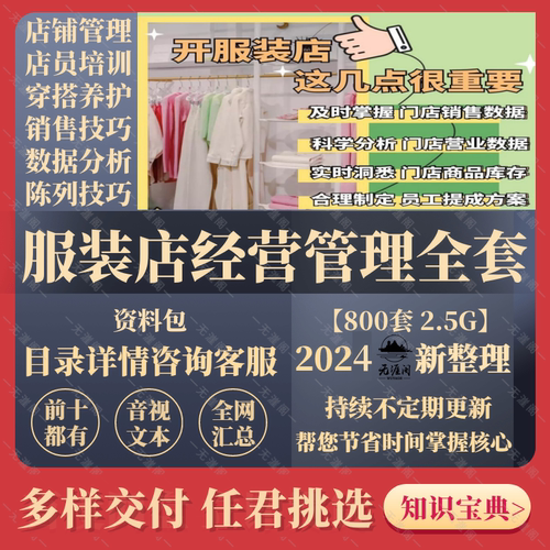连锁实体男女服装店创业开店管理资料陈列销售话术培训促营销方案