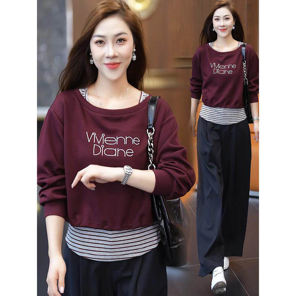 MONLOUVE时尚休闲套装女士2025秋季新款洋气韩版宽松显瘦卫衣背心