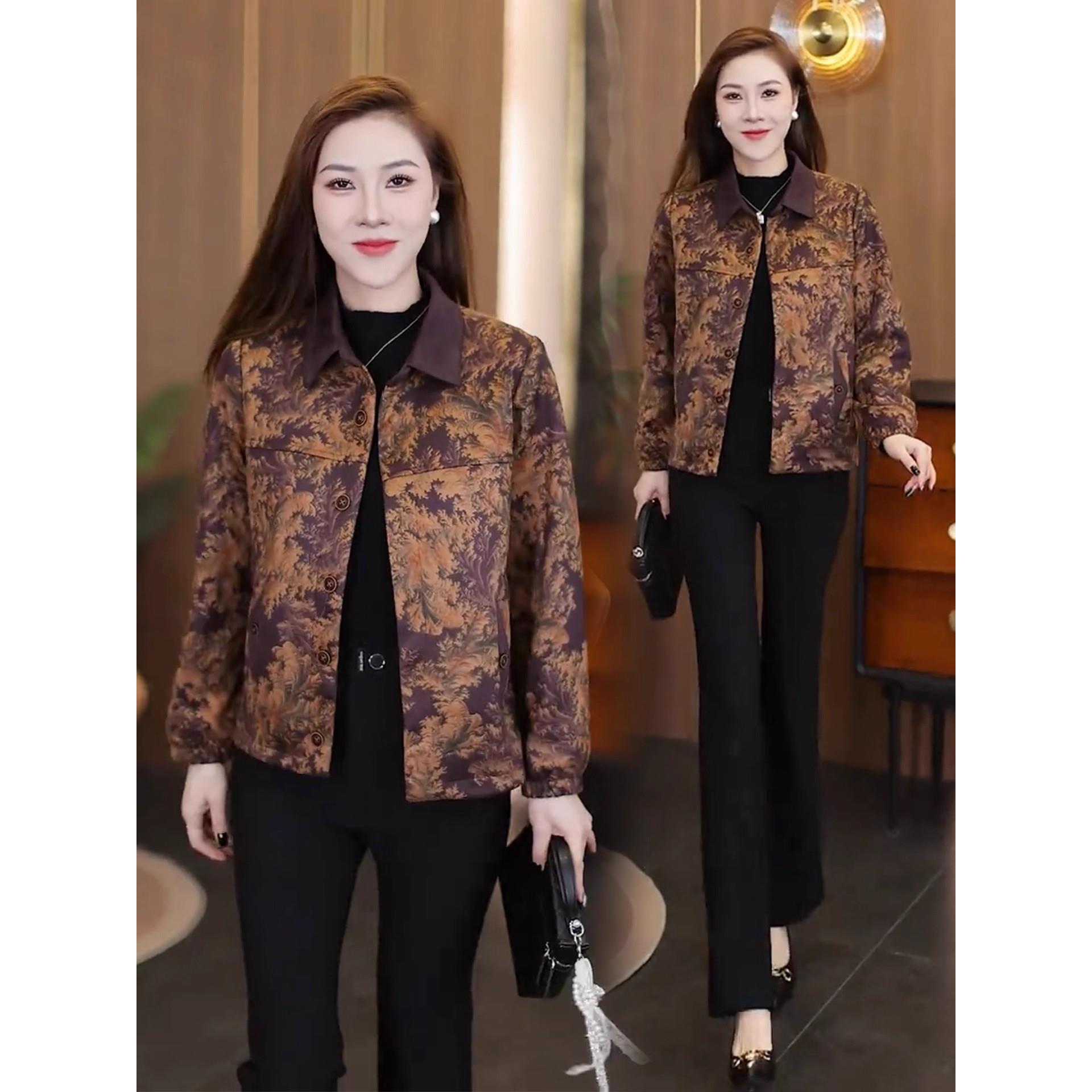 MONLOUVE巨好看的早秋外套女2025秋季新款洋气妈妈装时尚印花短款