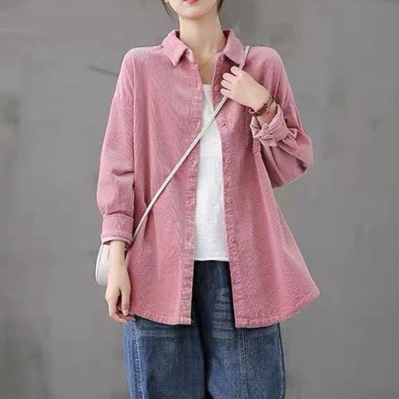 MONLOUVE长袖衬衫女春秋2025设计感小众大码上衣休闲宽松中长款外