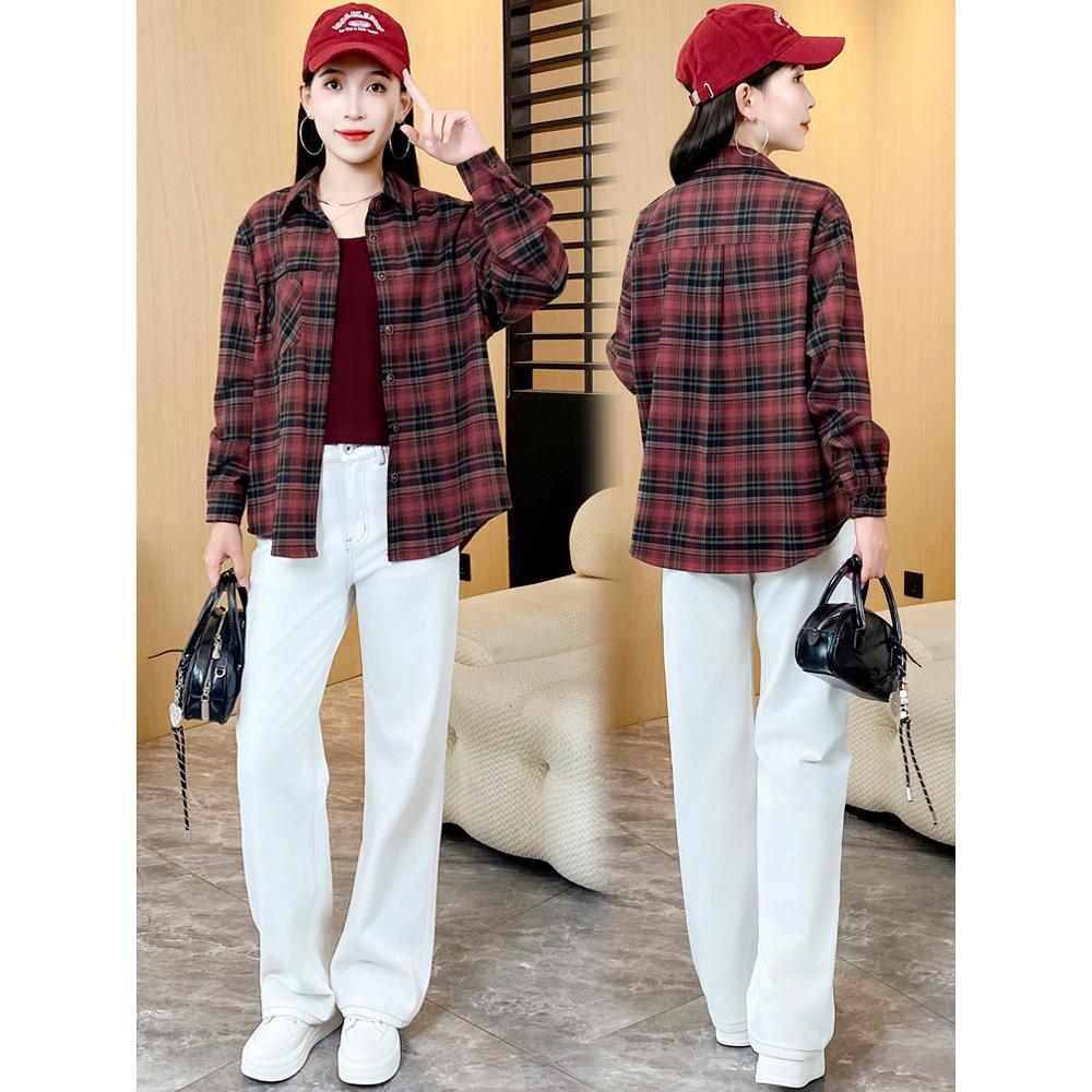 MONLOUVE时尚格子外套+内搭两件套女2025秋季新款气质宽松休闲百