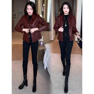 MONLOUVE时尚短款皮衣女2025秋季新款时髦洋气显瘦小个子百搭PU皮