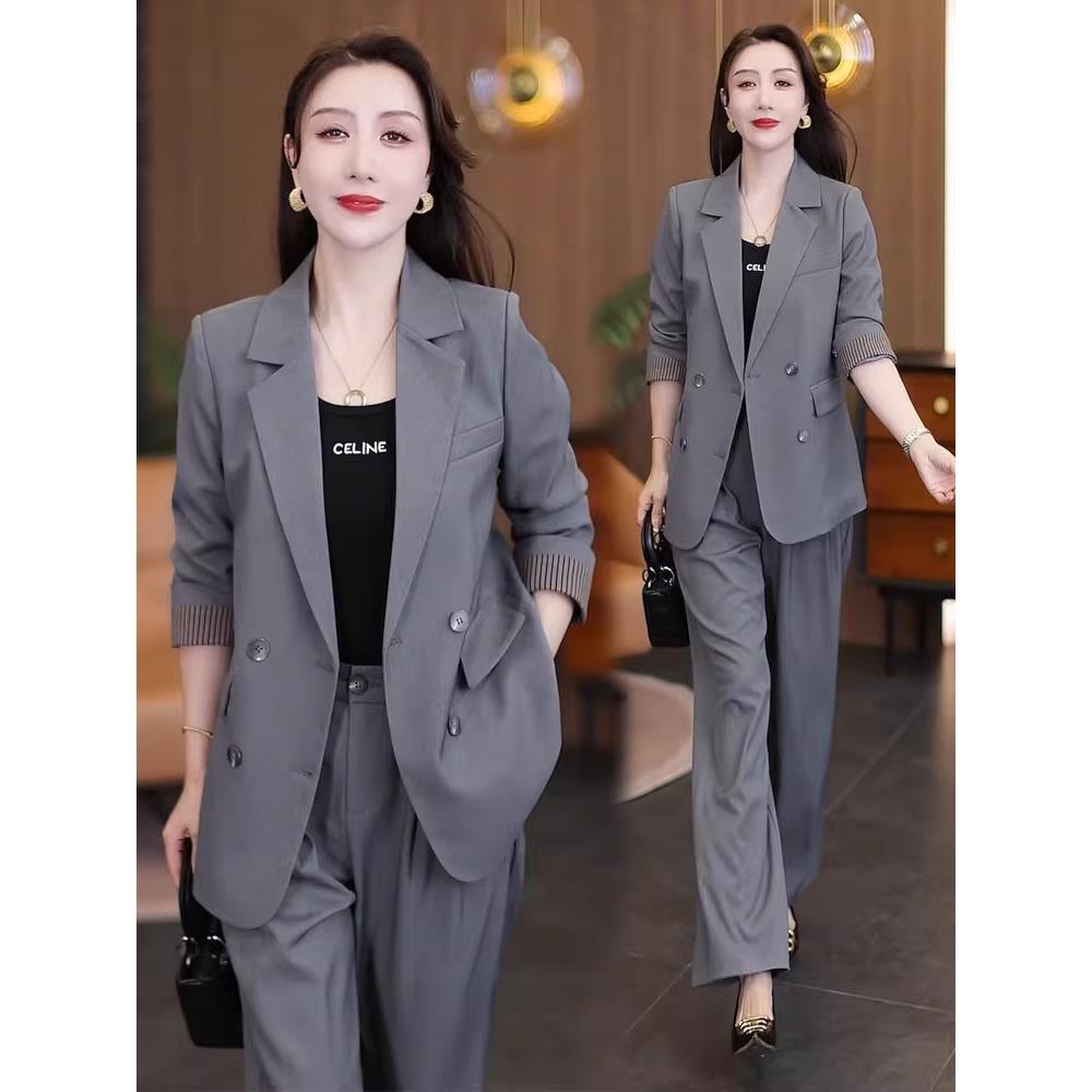 MONLOUVE时尚西装套装女2025秋季新款时髦洋气宽松西服外套阔腿裤