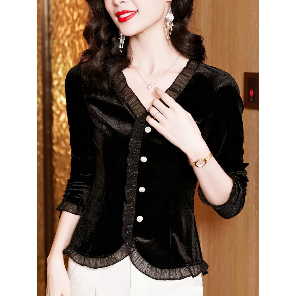 MONLOUVE蕾丝打底衫女内搭秋季2025年新款高端长袖T恤洋气小衫金