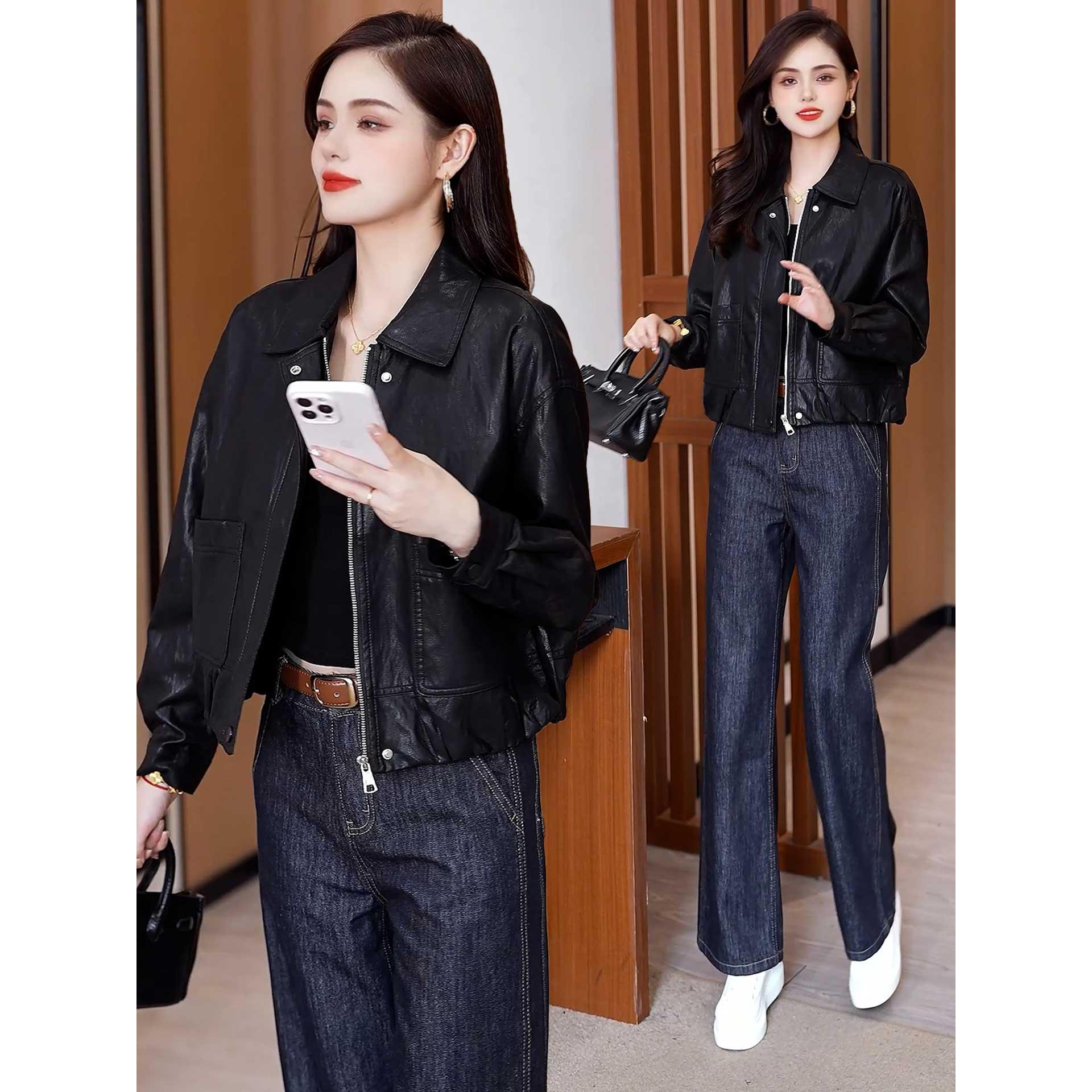 MONLOUVE皮衣短外套女款2025秋季新款酷飒风今年流行爆款宽松百搭