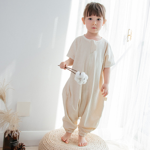 双向拉链空调房 短袖 分腿睡袋 有机纯棉婴儿防踢被 A类宝宝夏季