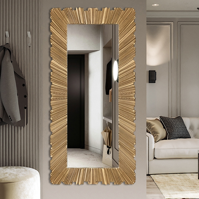 欧式复古全身镜雕花壁挂落地镜样板房玄关装饰镜子服装店试衣镜子