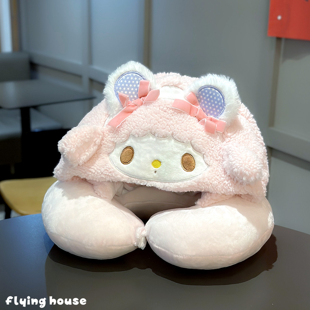 日本进口可爱卡通连帽U型枕护颈枕旅行便携飞机枕颈椎枕午睡U枕头