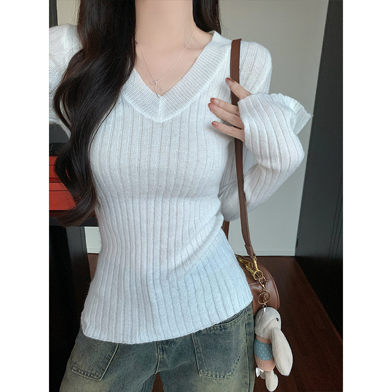 MosesQueen魔西女王V领针织衫女新款慵懒气质百搭休闲外穿上衣