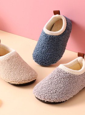 加绒儿童男女地板袜鞋宝宝防滑底加厚秋冬新款棉鞋室内居家棉拖鞋