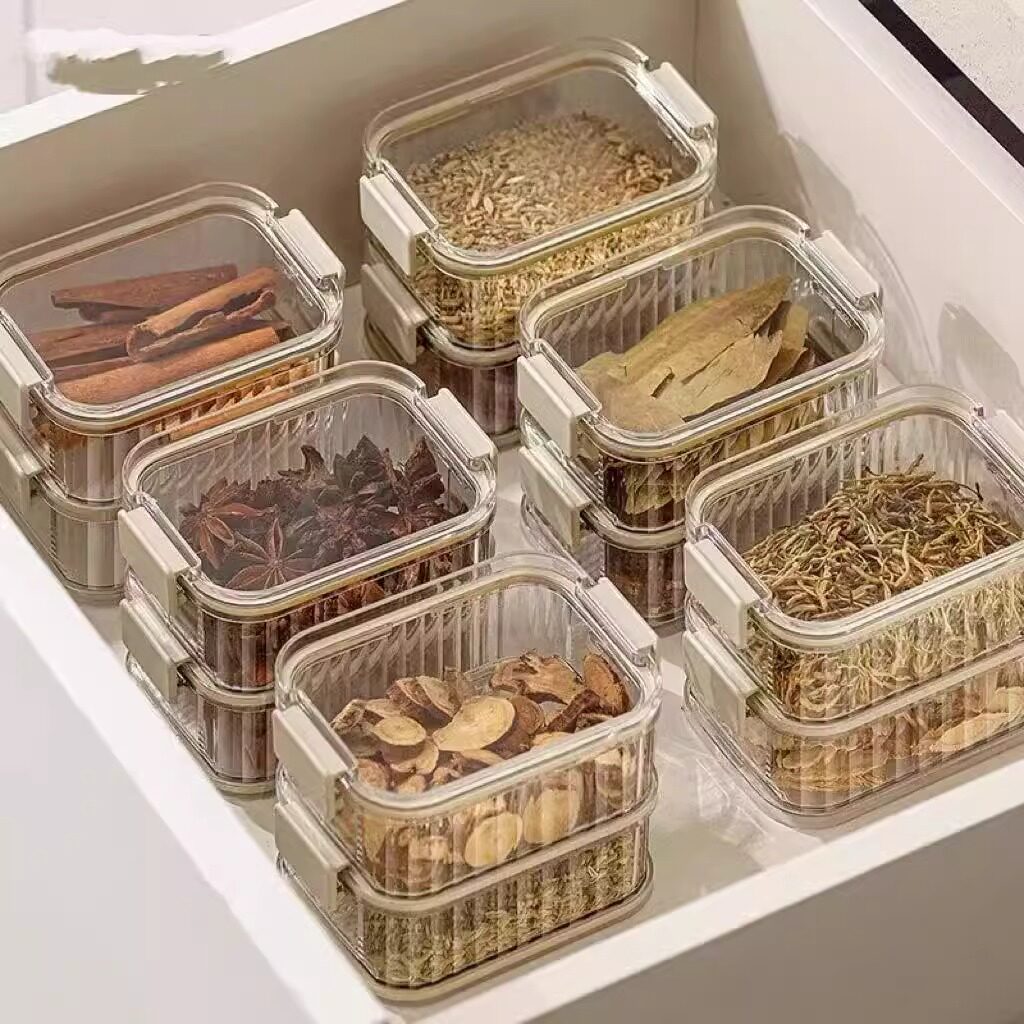 香料收纳盒调味料罐家用厨房干料花椒大料食品级调味盒密封罐