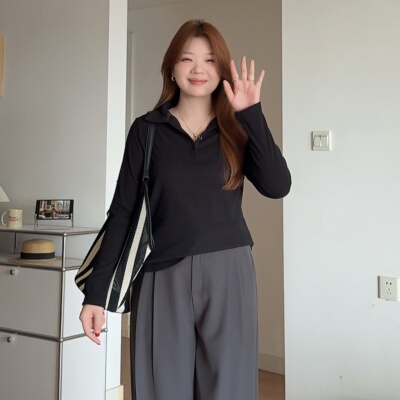 微胖mm大码POLO衫遮肚子显瘦上衣