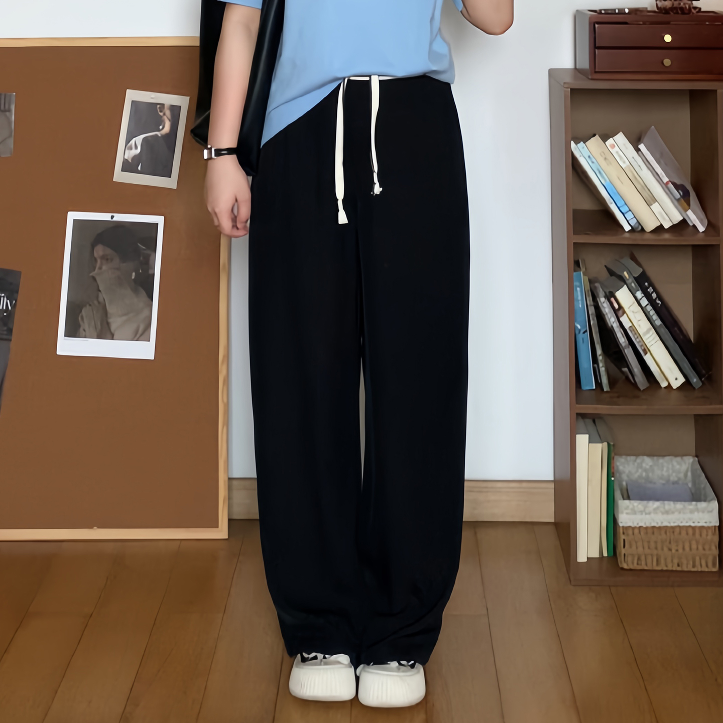 喵喵推荐大码休闲遮肉抽绳长裤