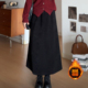 喵喵大码 女装 胖mm冬装 微胖 遮胯显瘦高腰A字加绒加厚半身裙 3733