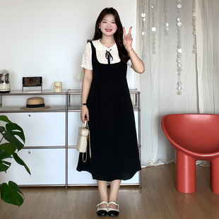 遮肚子波点短袖 微胖 胖妹妹夏季 喵喵大码 胖mm显瘦连衣裙0413 女装
