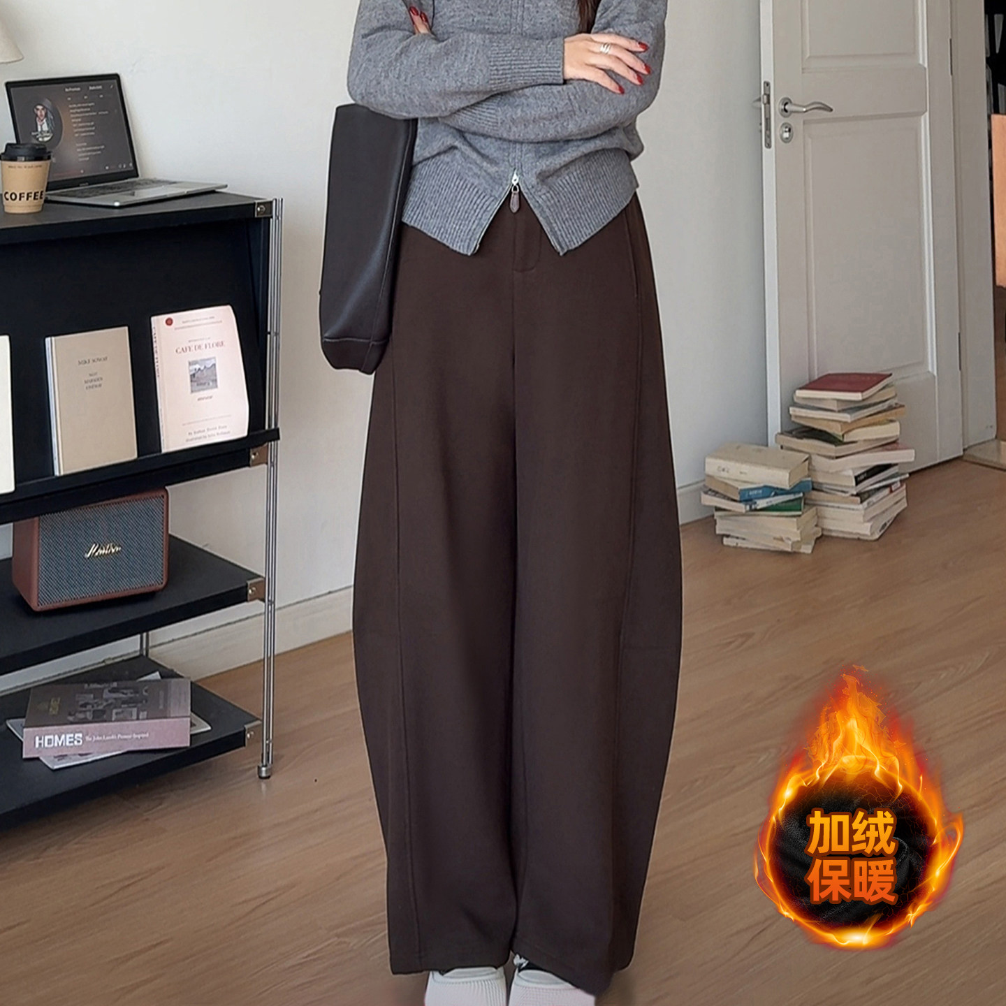 微胖的喵喵大码女装胖mm秋冬季穿搭加绒高腰休闲巨显瘦弯刀裤3303,女装/女士精品,大码裤装,淘宝优惠券,粉丝福利购,淘宝优惠卷