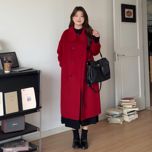 2025新款 胖mm冬装 显瘦毛呢大衣羊毛呢子外套女8012 喵喵大码 微胖