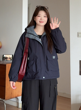 微胖的喵喵大码女装胖mm冬季时尚巨显瘦棉服连帽加厚休闲外套7168