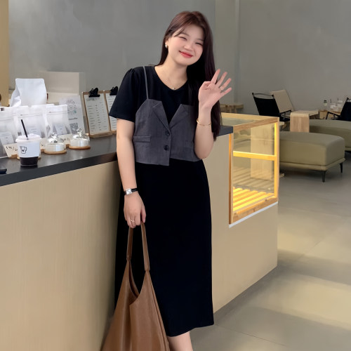 大码女装适合胖mm夏季显瘦连衣裙