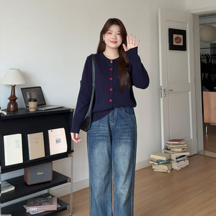 微胖的喵喵大码女装mm秋冬宽松显瘦休闲百搭长袖针织开衫上衣2960