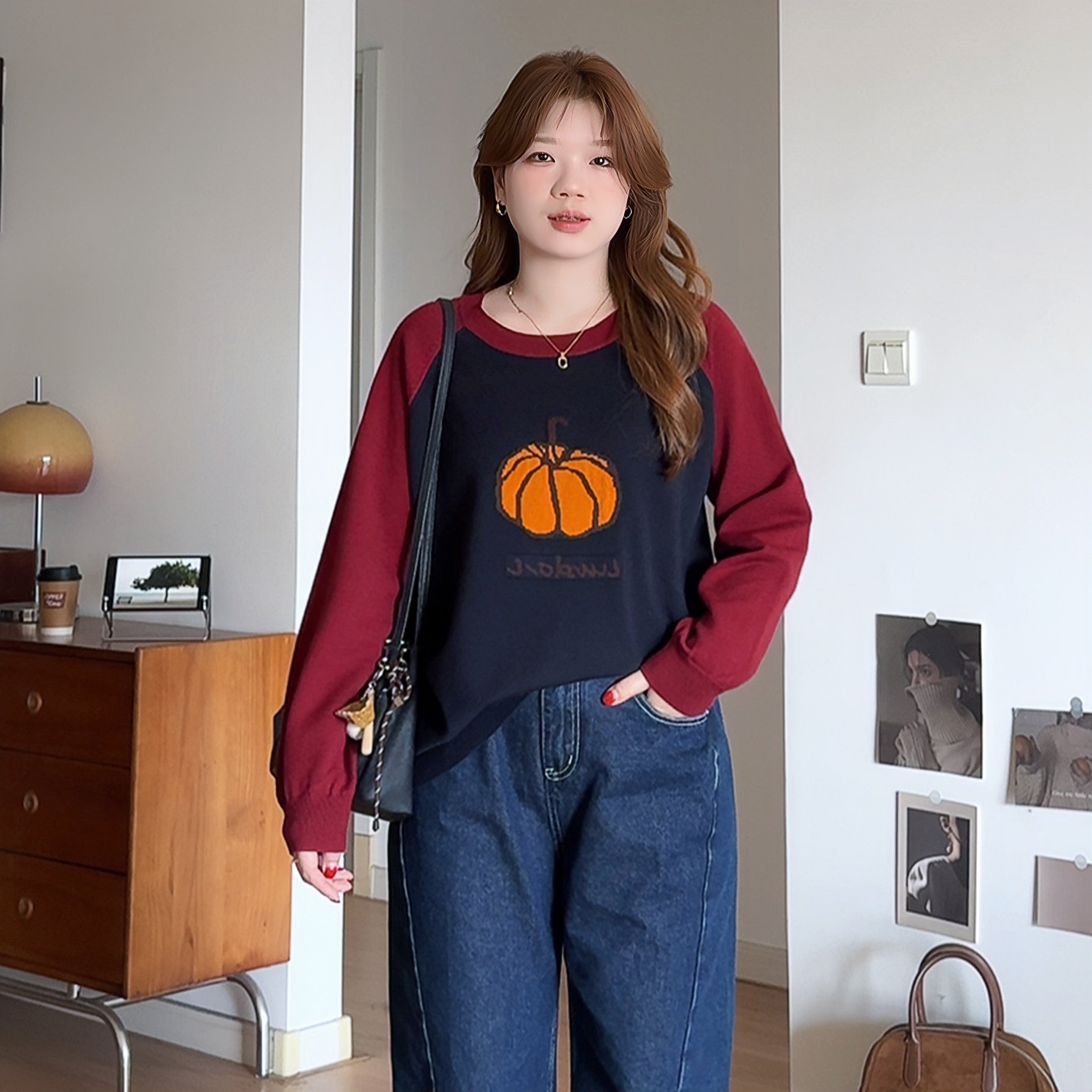 微胖的喵喵大码女装胖mm秋冬季插肩袖针织衫宽松显瘦提花毛衣3722,女装/女士精品,大码内搭,淘宝优惠券,粉丝福利购,淘宝优惠卷