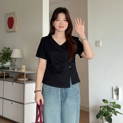 大码女装胖mm显瘦巨遮肉t恤上衣