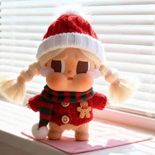 新款 CRYBABY哭娃度假Vacation搪胶毛绒沙滩小憩红色新年毛衣套装