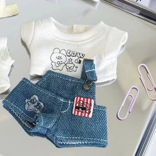 10cm娃衣现货可爱校园背带裤玩偶换装棉花娃娃海星体公仔配饰挂件