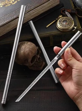 全钢霸王棍钢刀棍中刀一体刀高锰钢开刃小刀户外便携锋利水果刀