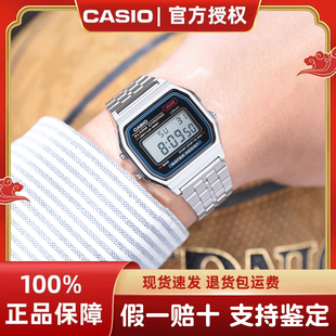 方块带闹钟秒表防水电子表 卡西欧CASIO手表男女情侣款 A159WA