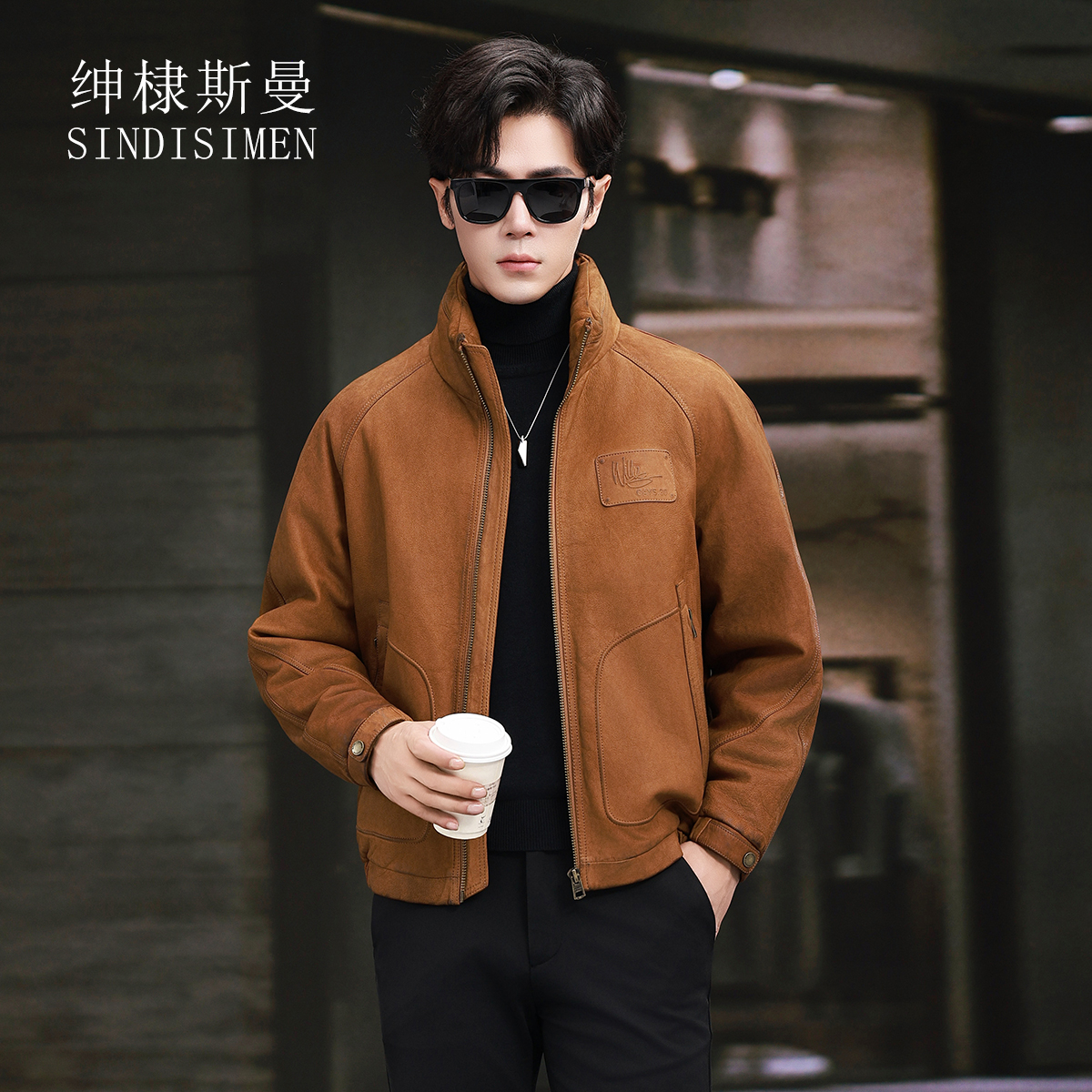 真皮羽绒服男山羊皮皮衣做旧复古鹅绒冬季保暖男士皮夹克外套新款