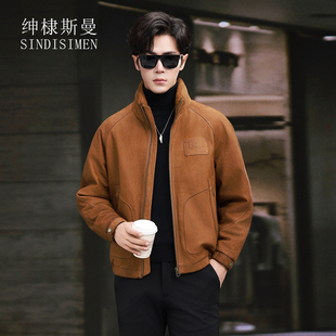 真皮羽绒服男山羊皮皮衣做旧复古鹅绒冬季保暖男士皮夹克外套新款