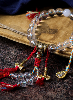 天然白水晶紫辉锂手串蜜蜡饼南红玛瑙葫芦文玩手链新中式饰品批发