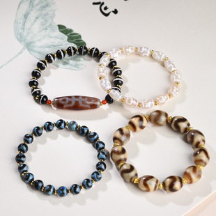 藏传红玉髓老玛瑙天珠单圈一线药师珠手串手链佛珠虎牙天珠手链