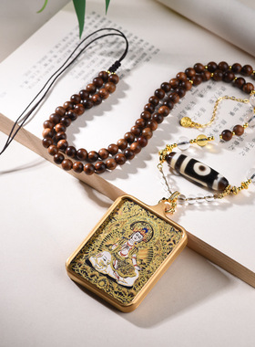 新中式天珠吊坠绳可挂唐卡佛牌脖挂绳民族风国潮复古南红玛瑙项链