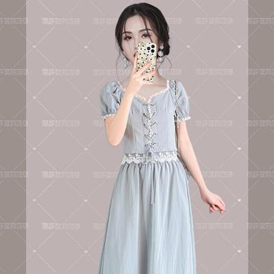 SOLENELARA高级感名媛穿搭两件套装裙2025夏季新款蕾丝拼接方领衬